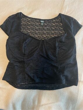 wild fable Black Lace Scoop Neck Crop Top